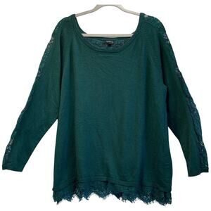 Torrid Teal Lace Trim Sweatshirt